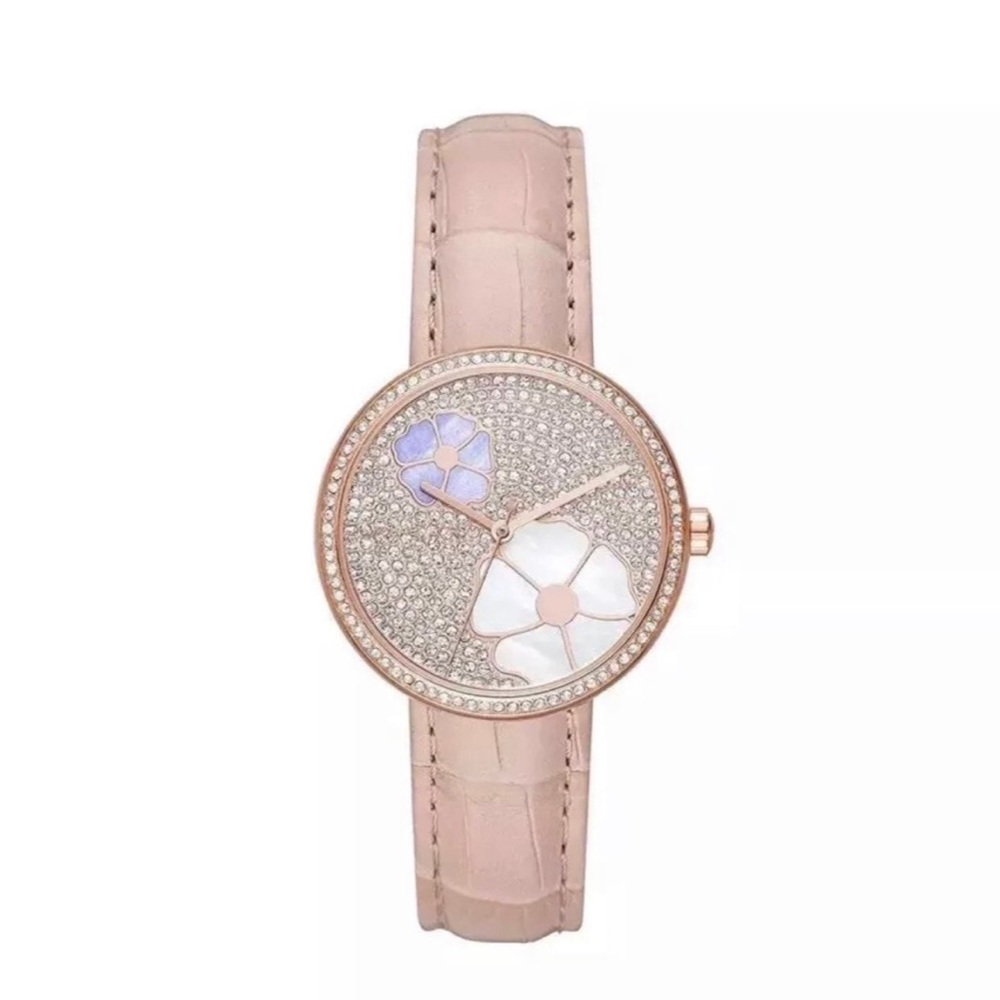 (No battery) Michael Kors Courtney Rose Gold Glitz 36mm Watch